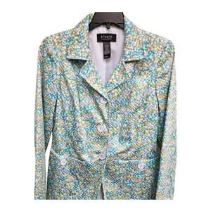 Studio by Liz Claiborne Blazer Jacket Long Lined Multicolor Coastal Womens Sz 4